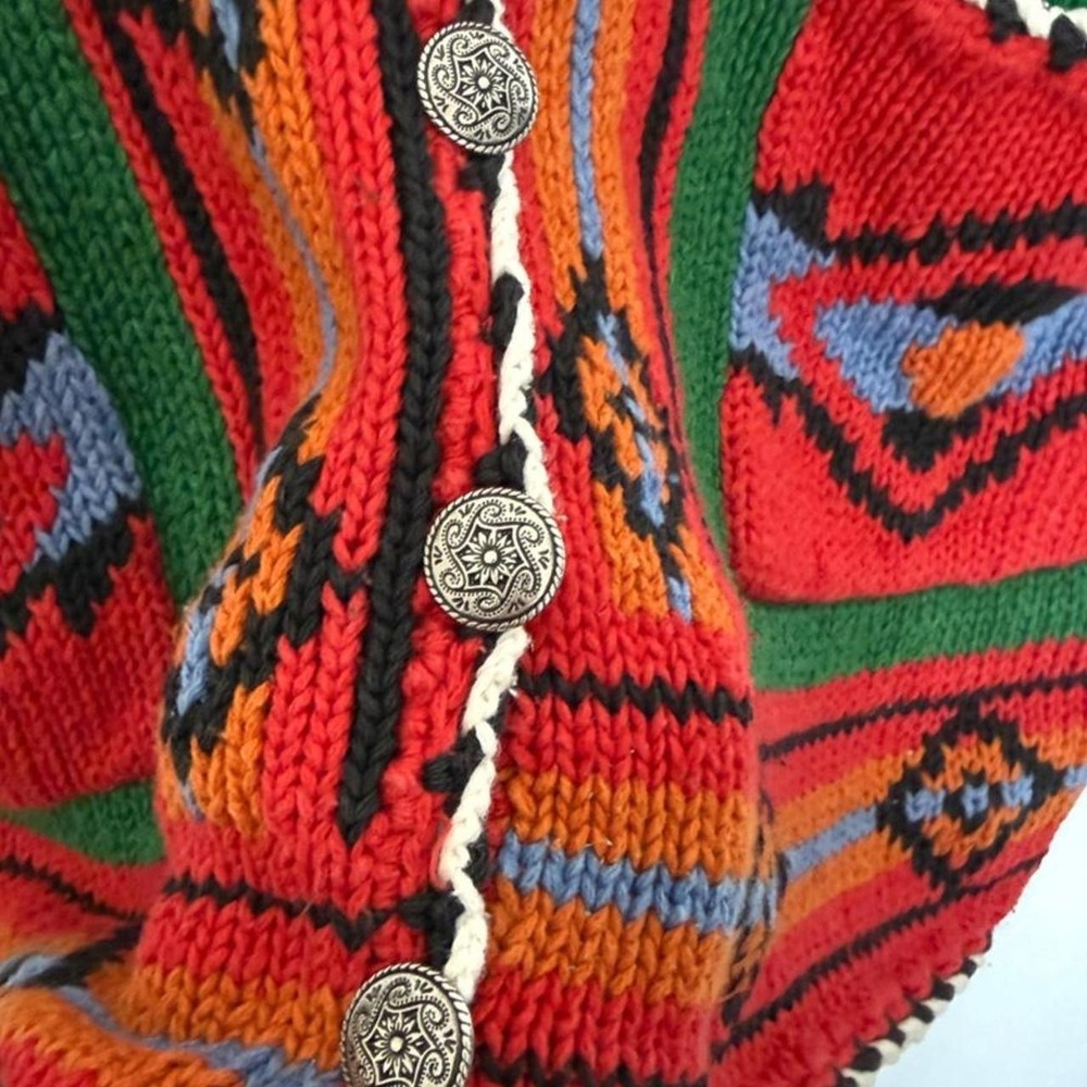 Vintage Southwestern Knit Festival Vest Concho Button Unisex Size S - Picture 5 of 8
